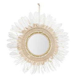 Okrągłe lustro ścienne boho 50cm białe * Atmosphera Sale