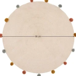 Okrągły dywan z pomponami 90 cm