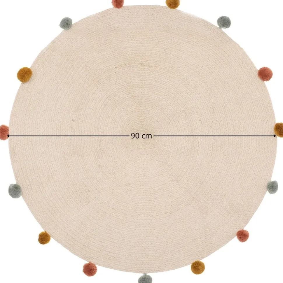 Okrągły dywan z pomponami 90 cm