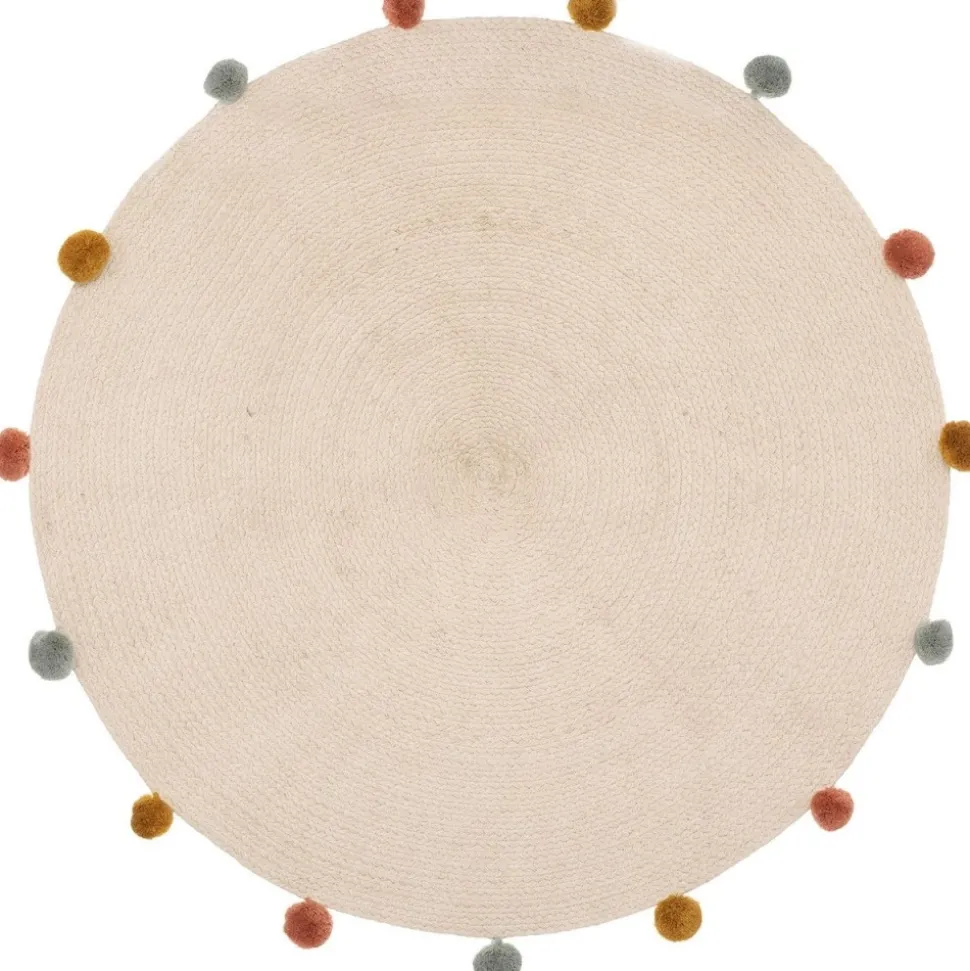 Okrągły dywan z pomponami 90 cm