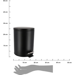 Okrągły kosz na śmieci 5L metalowy czarny z pedałem