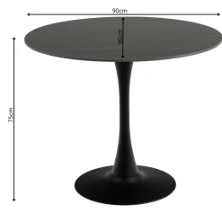 Okrągły stół ceramiczny blat 90 cm Malta czarny