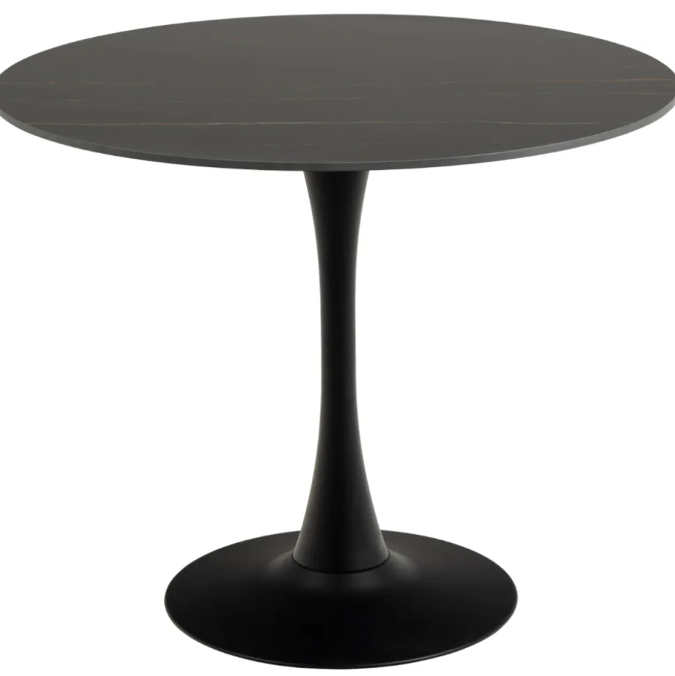 Okrągły stół ceramiczny blat 90 cm Malta czarny