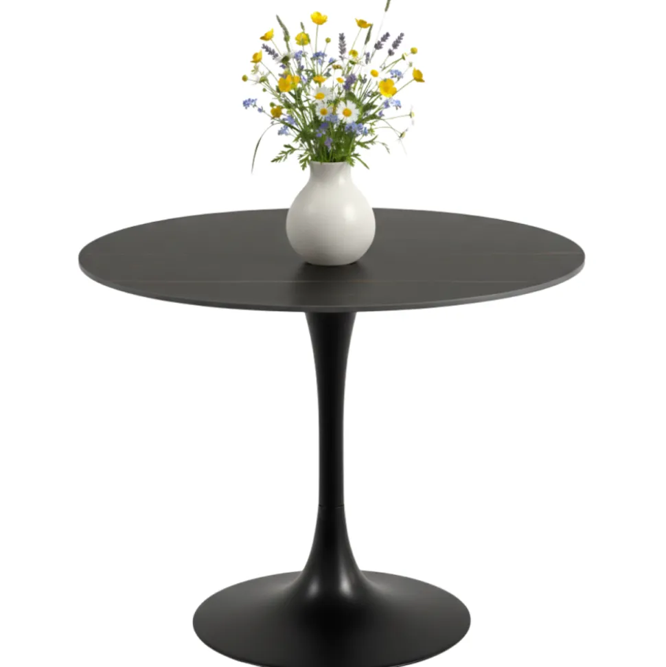 Okrągły stół ceramiczny blat 90 cm Malta czarny
