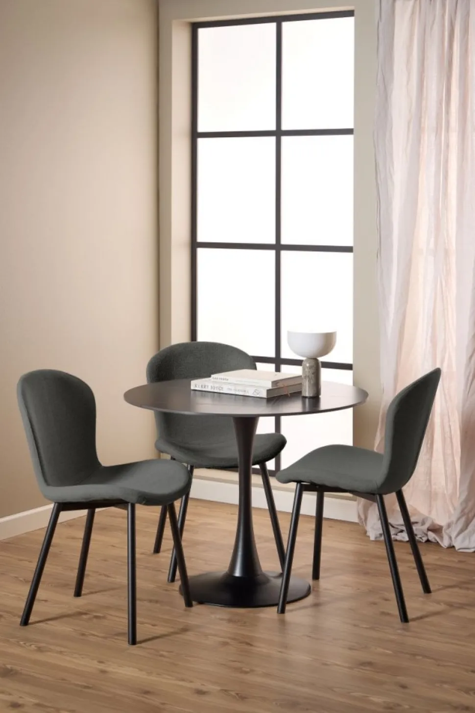 Okrągły stół ceramiczny blat 90 cm Malta czarny