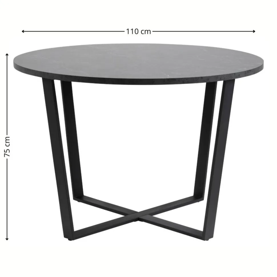 Okrągły stół do jadalni Amble czarny marmur 110 cm