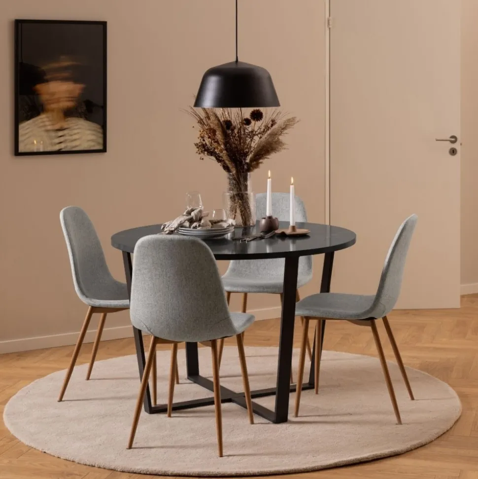 Okrągły stół do jadalni Amble czarny marmur 110 cm