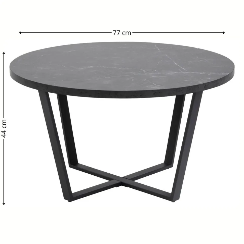Okrągły stolik kawowy Amble czarny marmur 77 cm