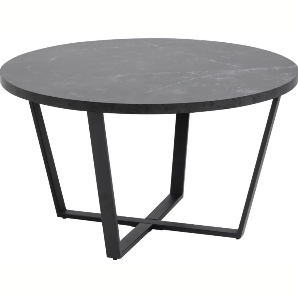 Okrągły stolik kawowy Amble czarny marmur 77 cm