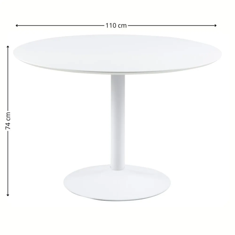 Okrągły biały stół do jadalni Ibiza 110 cm * Actona Outlet