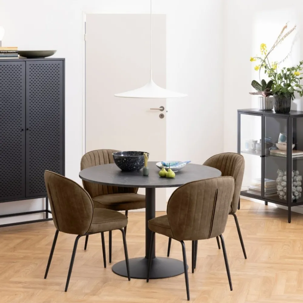 Okrągły czarny stół marmurowy Ibiza 110 cm * Actona Best