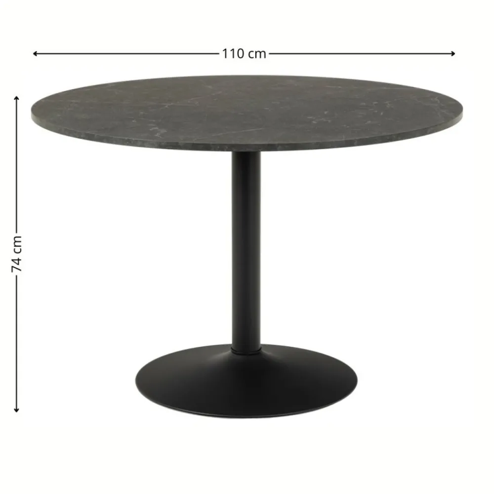 Okrągły czarny stół marmurowy Ibiza 110 cm * Actona Best