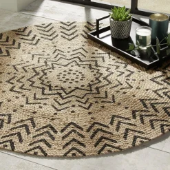 Okrągły dywan jutowy 120 cm wzór 1 * Atmosphera New