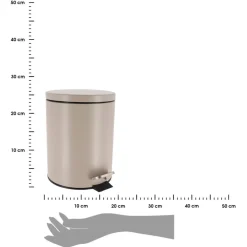 Okrągły kosz na śmieci 5L metalowy taupe z pedałem * TENDANCE Outlet