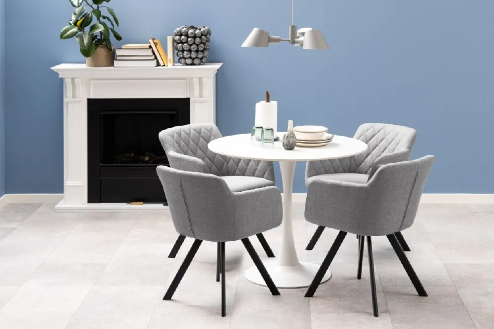 Okrągły stół ceramiczny blat 90 cm Malta biały * Actona Outlet