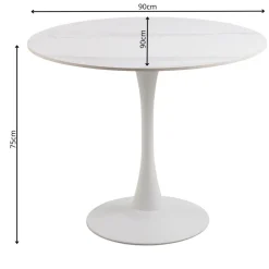 Okrągły stół ceramiczny blat 90 cm Malta biały * Actona Outlet