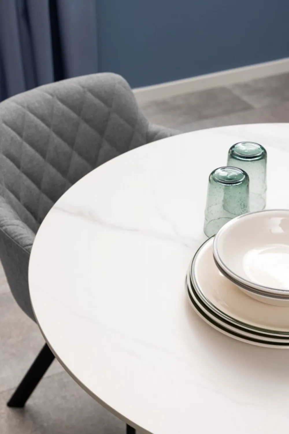 Okrągły stół ceramiczny blat 90 cm Malta biały * Actona Outlet