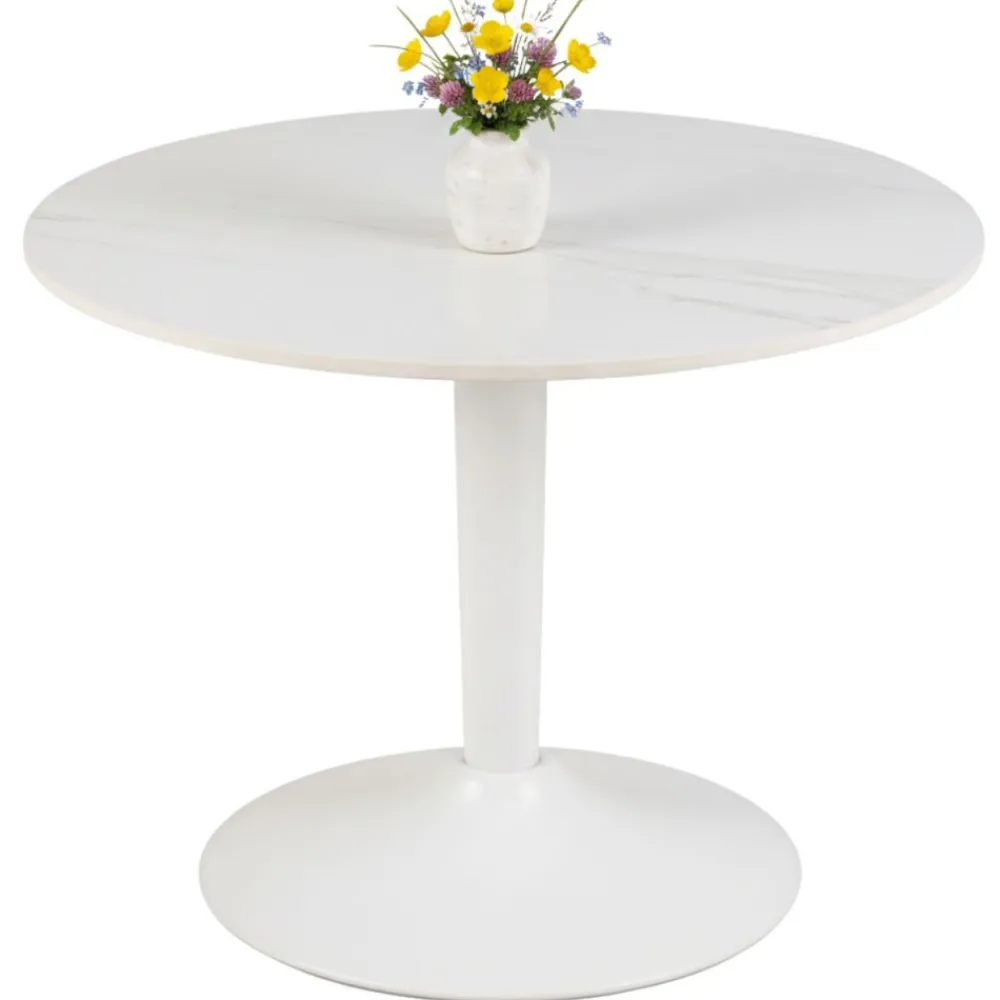 Okrągły stół ceramiczny blat 60 cm Malta biały * Actona Hot