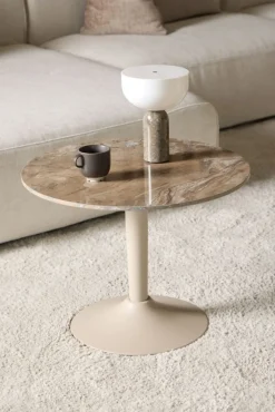 Okrągły stół ceramiczny blat 60 cm Malta brąz * Actona Discount