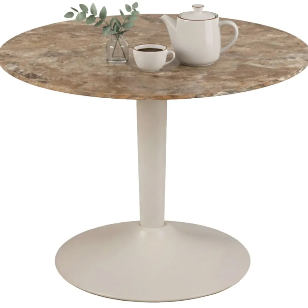 Okrągły stół ceramiczny blat 60 cm Malta brąz * Actona Discount
