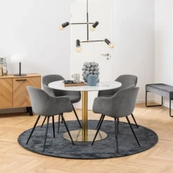 Okrągły stół do jadalni Corby biały marmur 105 cm * Actona Online