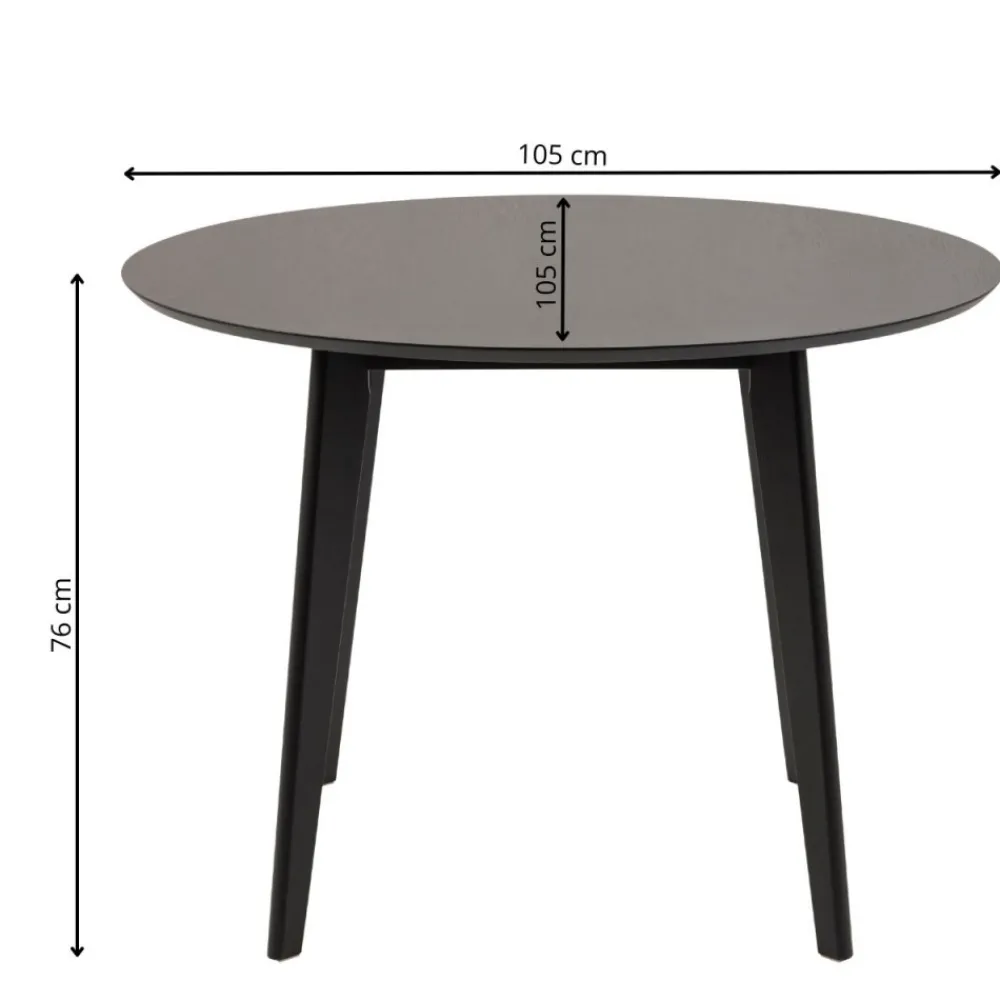Okrągły stół do jadalni Roxby 105 cm czarny * Actona