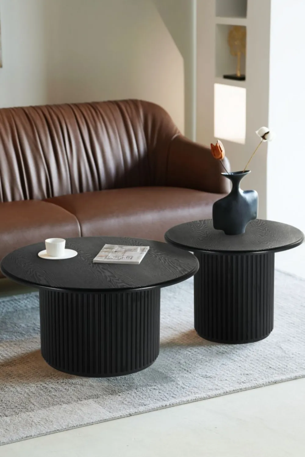 Okrągły stolik kawowy ROMA 80cm czarny * HowHomely Online