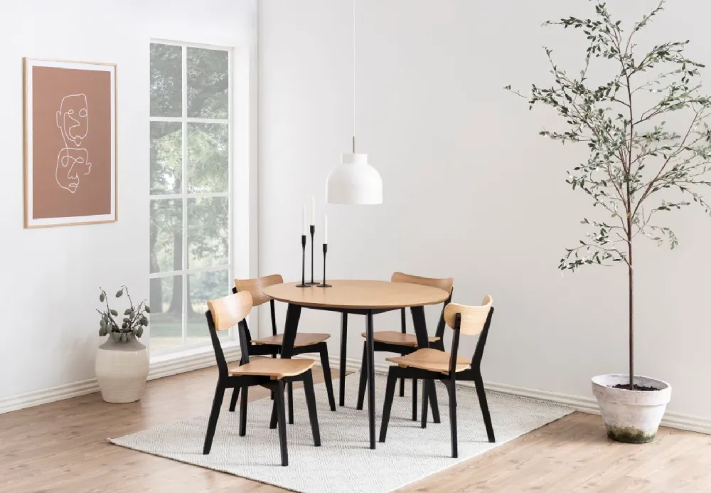 Okrągły stół Roxby 105 cm beżowo-czarny * Actona Sale