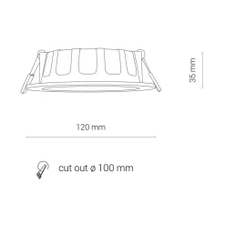 Oprawa Podtynkowa CL Biały 8W LED 3000K IP44/20 12cm