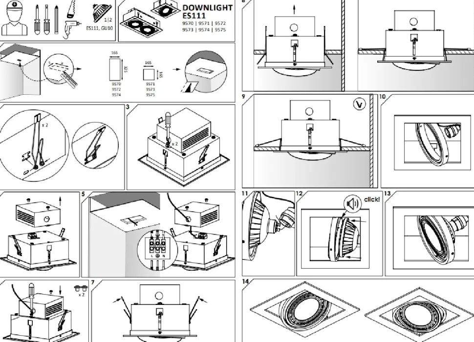 Oprawa Podtynkowa DOWNLIGHT Czarny 2xGU10 ES111