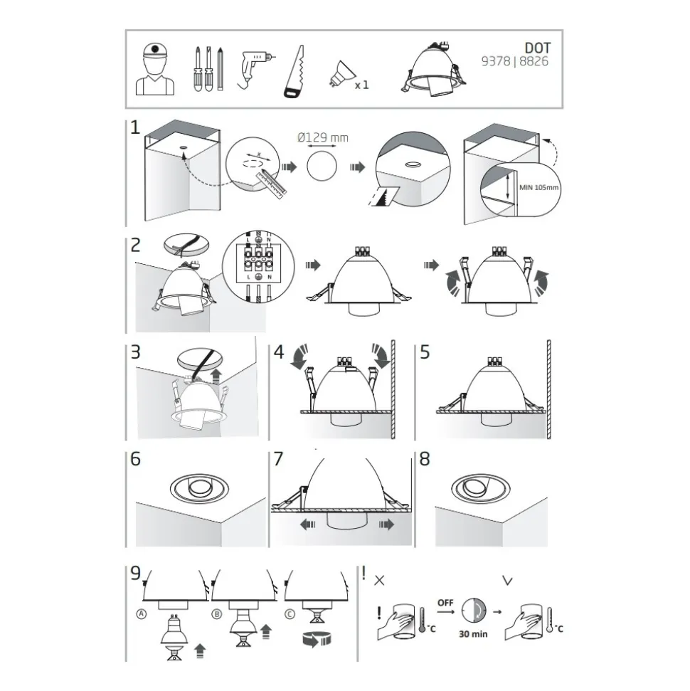 Oprawa Podtynkowa DOWNLIGHT Biały 1xGU10 IP20