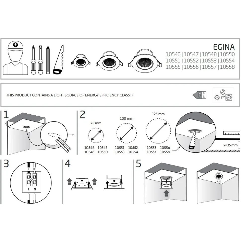 Oprawa Podtynkowa EGINA Czarny LED 5W IP20 4000K