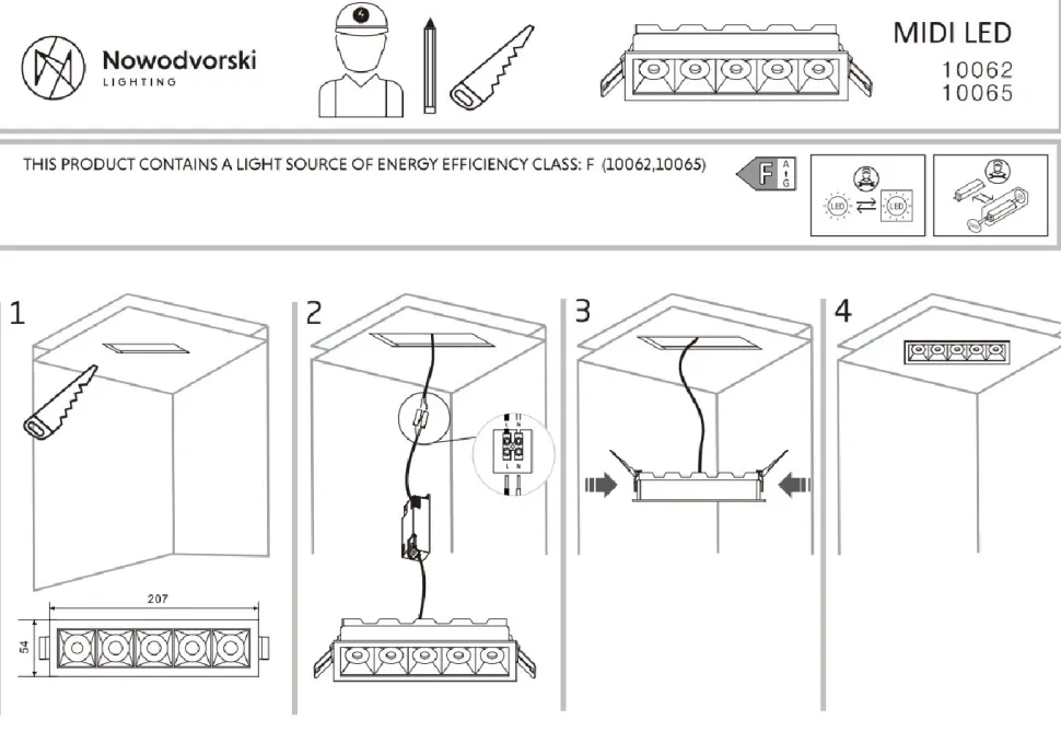 Oprawa Podtynkowa MIDI Czarny 20W RECESSED 4000K