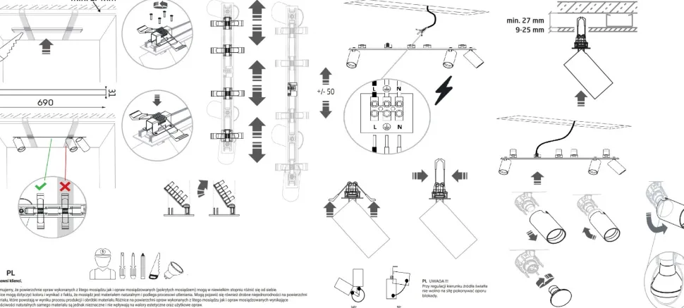 Oprawa Podtynkowa SPOT MONO SURFACE Czarny 3xGU10