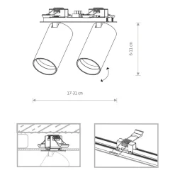 Oprawa Podtynkowa SPOT MONO SURFACE Czarny Złoty 2xGU10