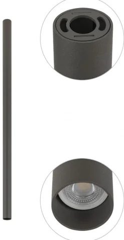 Oprawa Sufitowa FOURTY L Ciemny Szary 1xGU10 90cm
