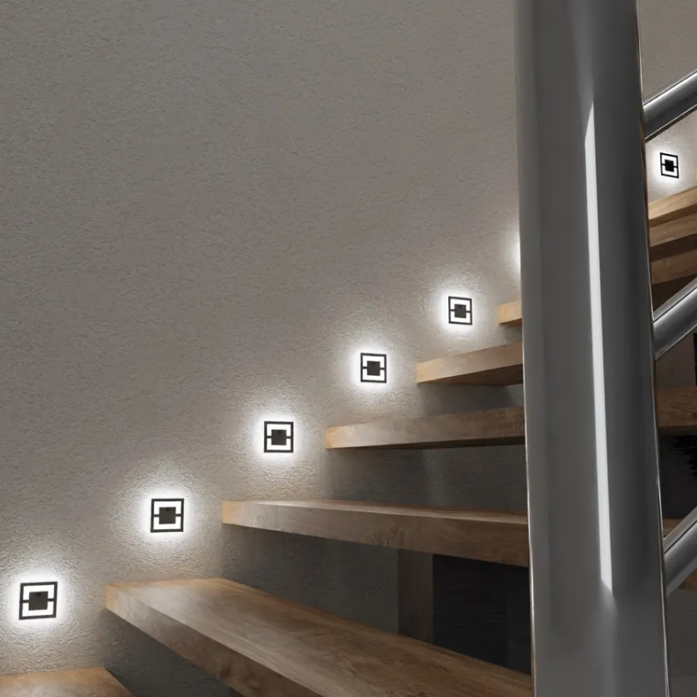 Oprawa Podtynkowa Schodowa QUADRO Czarny Barwa Ciepła 0,6W * Eko-light New