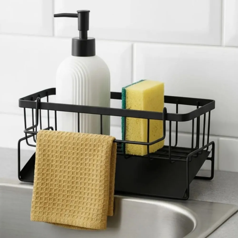 Organizer kuchenny do zlewu czarny 23x9x10 cm * HowHomely Best