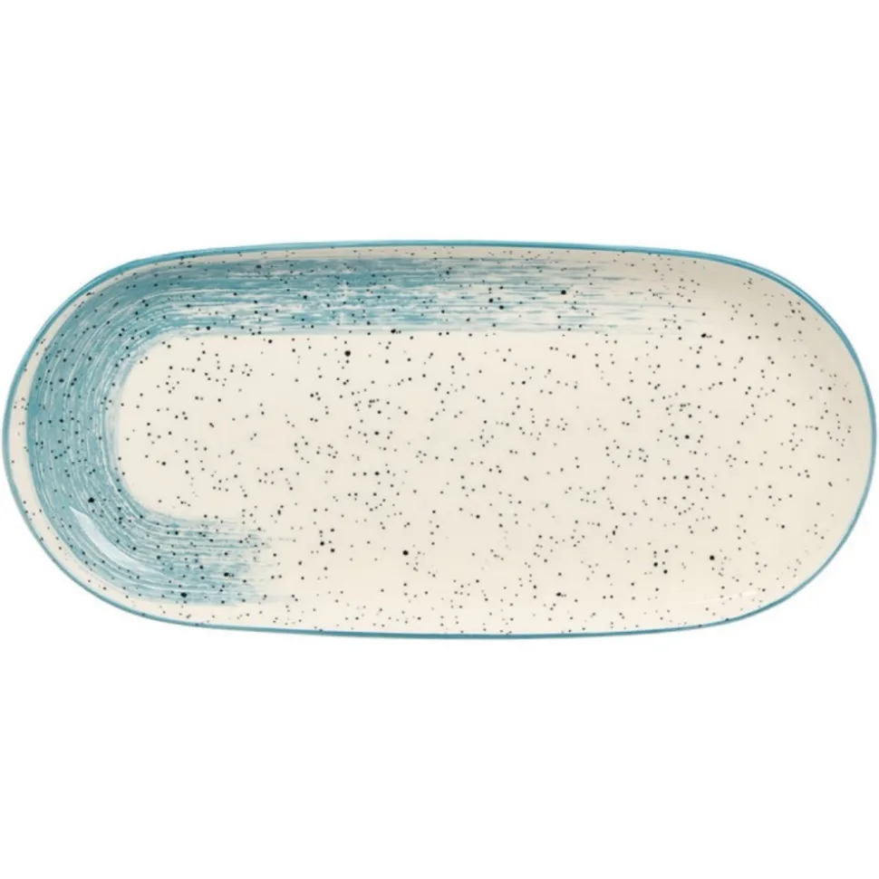 Owalna patera do serwowania 15,5x33 cm niebieska