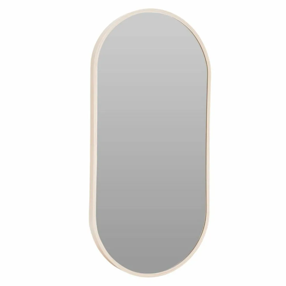 Owalne lustro ścienne aluminiowe 30x60 cm jasny brąz * HowHomely Best