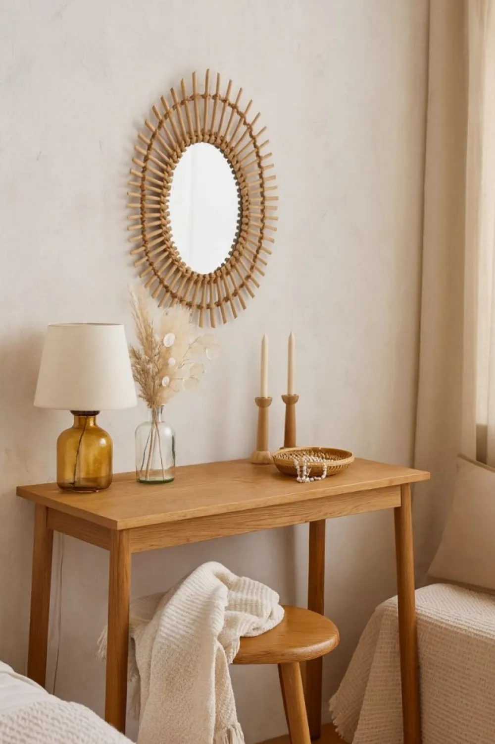 Owalne lustro Irma 43x57 cm rattan * Atmosphera Discount