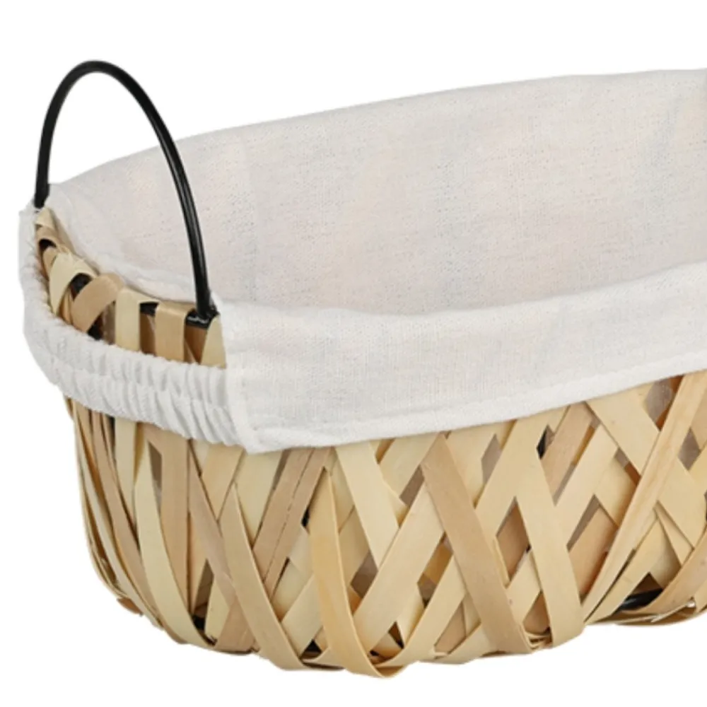 Owalny koszyk na pieczywo i owoce wiklinowy z wkładką materiałową 25x17x15 cm * Kesper Clearance