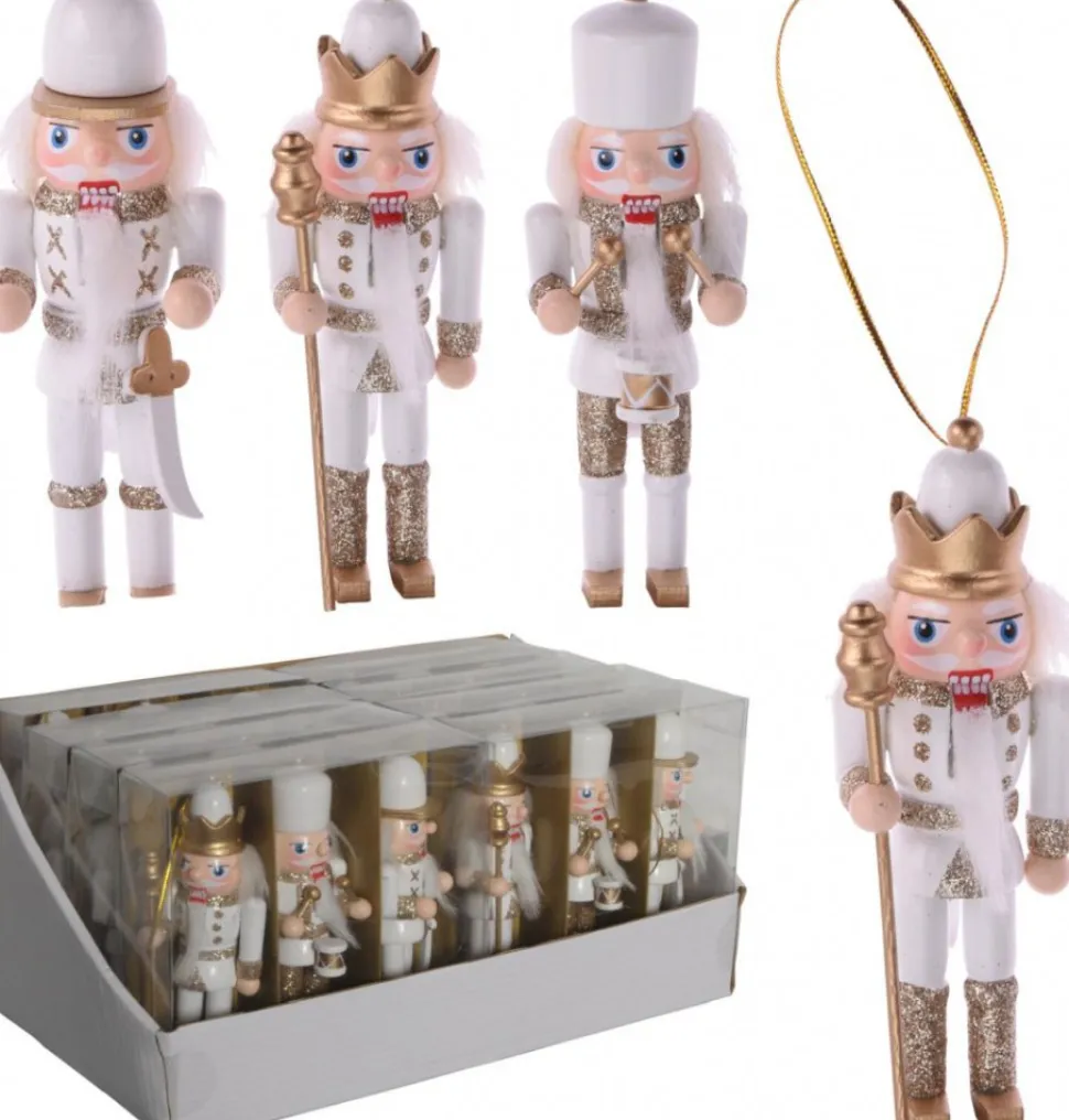 Ozdoby świąteczne Nutcracker białe 3 szt