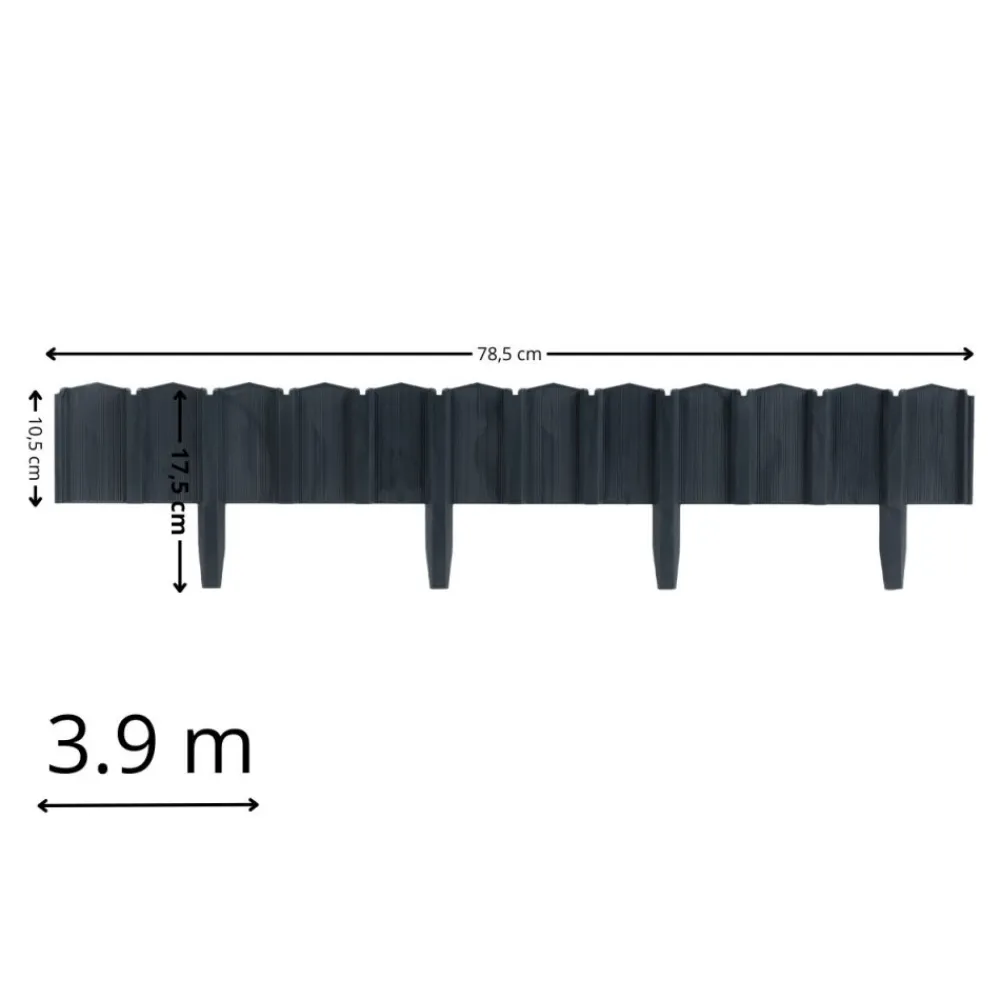 Palisada ogrodowa Garden Linea antracyt 3,9 m zestaw 5 szt * HowHomely Discount