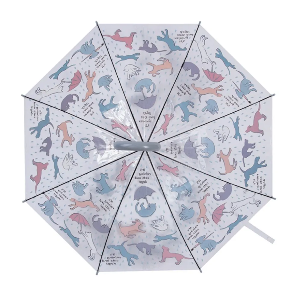 Parasolka transparentna „It’s raining cats and dogs” 86,5 cm