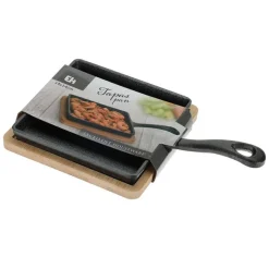 Patelnia żeliwna z bambusową deską 24 cm