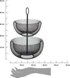 Patera dwupoziomowa na owoce Black Mesh