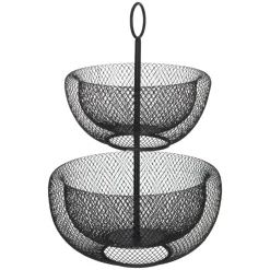 Patera dwupoziomowa na owoce Black Mesh