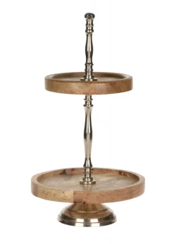 Patera na ciasto 2 poziomy drewno mango * H&S Decoration Outlet