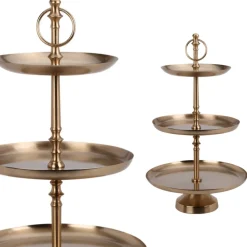 Patera trzypoziomowa złota h50 cm * H&S Decoration Sale